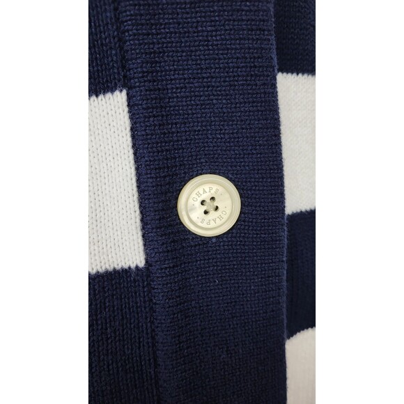 Chaps Navy Blue White Striped Knit Collared Cardigan Sweater Women's Size 2X - Picture 10 of 10